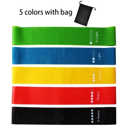 Pack de 5 bandes élastiques de résistance avec sac de transport inclus pour musculation et fitness