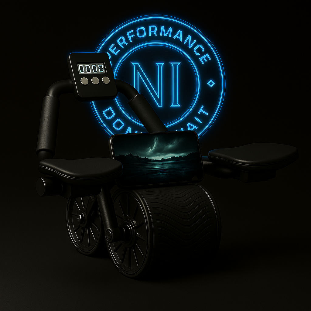 Roue abdominale automatique noire avec support coudes et compteur intégré – Marque N.I Performance – design ergonomique pour musculation maison