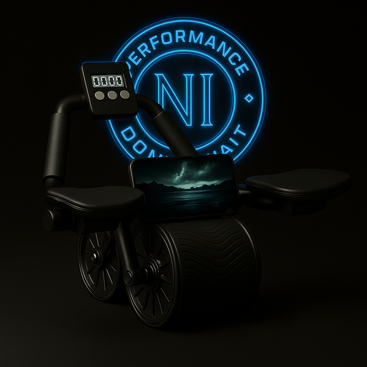 Roue abdominale automatique noire avec support coudes et compteur intégré – Marque N.I Performance – design ergonomique pour musculation maison