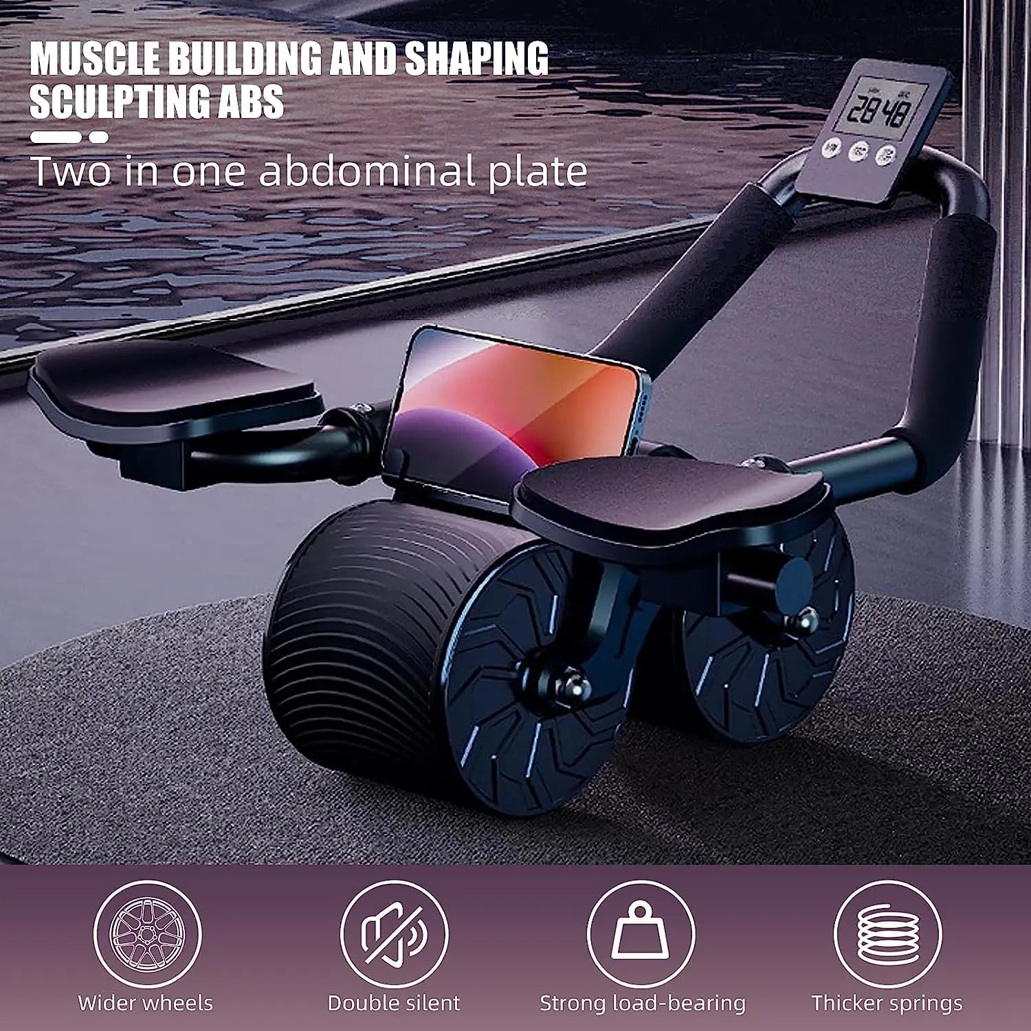 Roue abdos avec compteur et appuis pour les coudes – entraînement intensif core & gainage – équipement fitness pour abdominaux