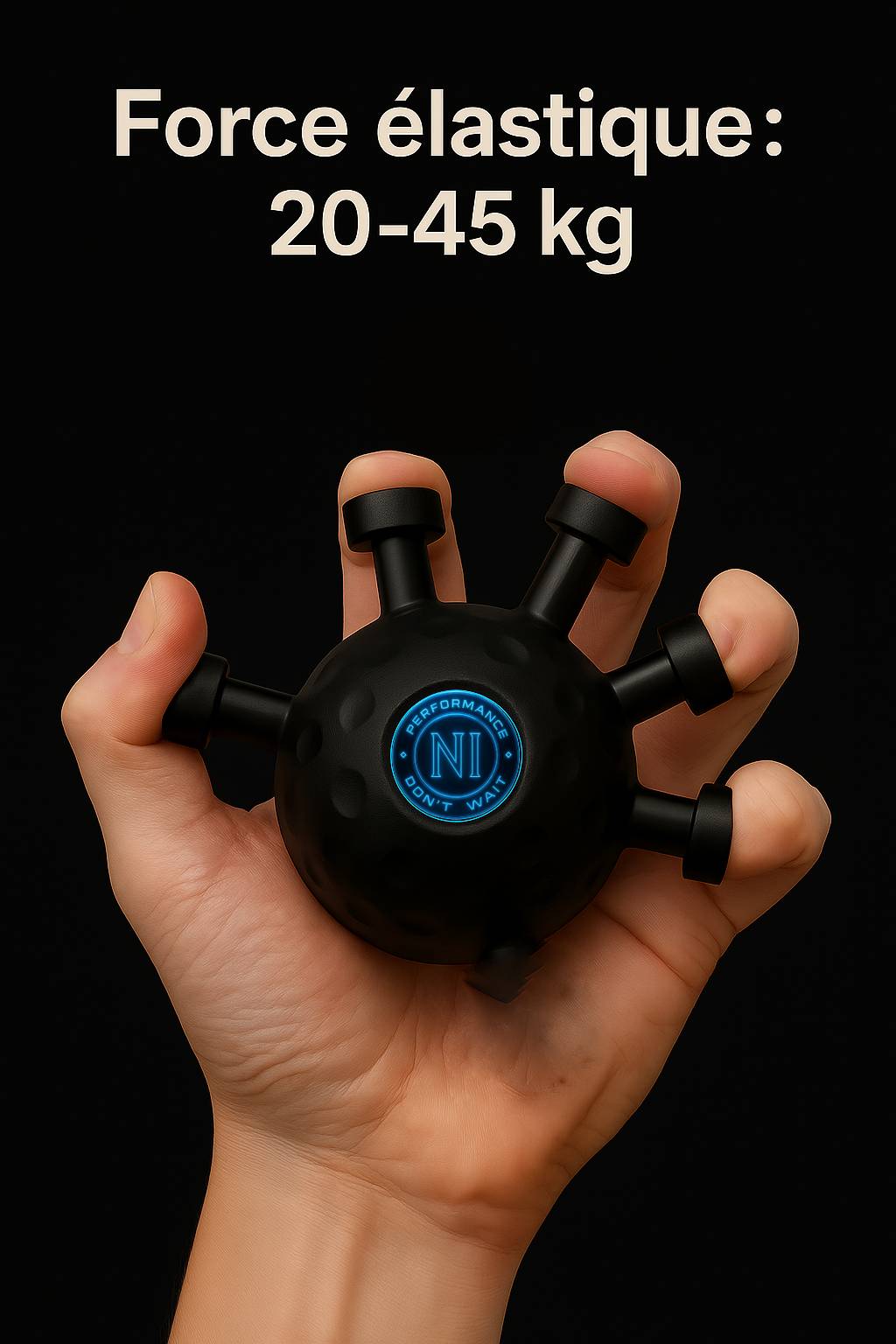 Exercice de renforcement de la main avec grip trainer – outil de rééducation et musculation des doigts et avant-bras